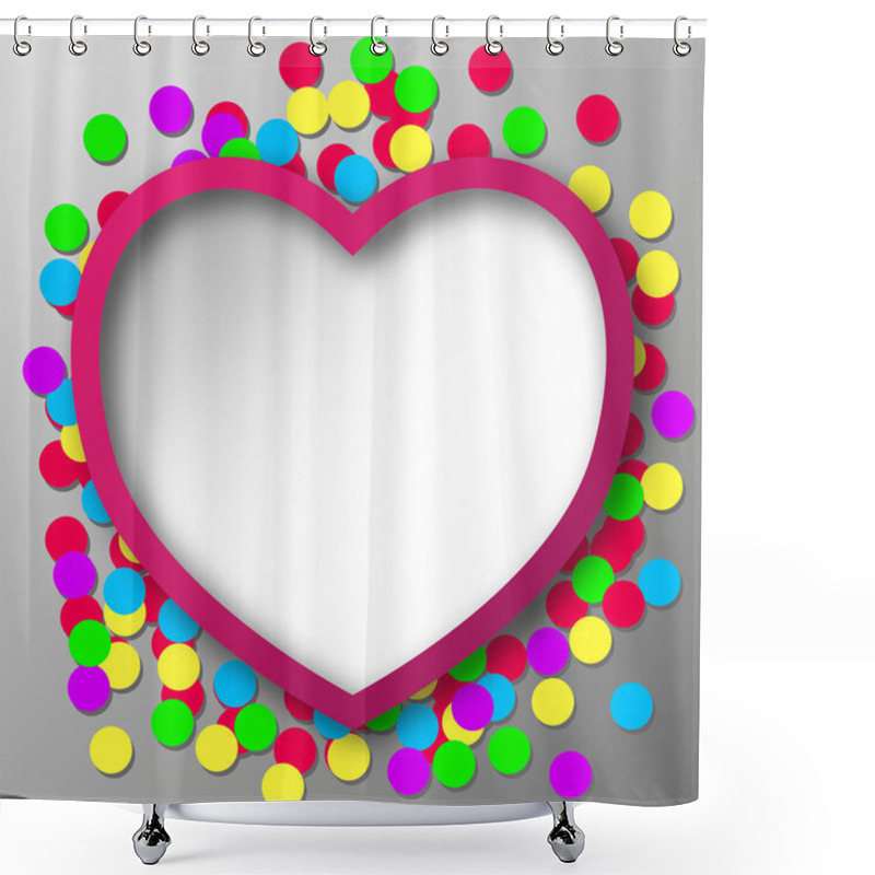 Personality  Abstract Heart With Confetti Snippets Shower Curtains