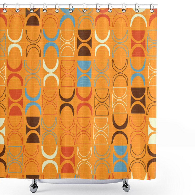 Personality  Seamless Abstract Mid Century Modern Pattern For Backgrounds, Fabric Design, Wrapping Paper, Scrapbooks And Covers. Retro Design Of Crescents And Circles. Vector Illustration. Shower Curtains