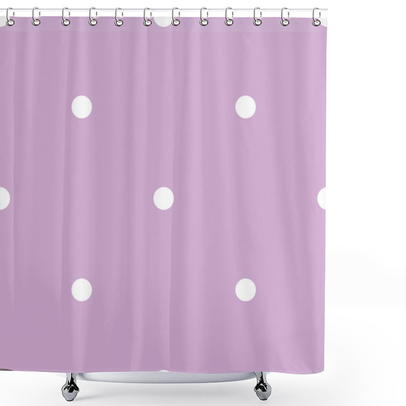 Personality  Tile Vector Pattern With Small White Polka Dots On Pastel Violet Pink Background Shower Curtains