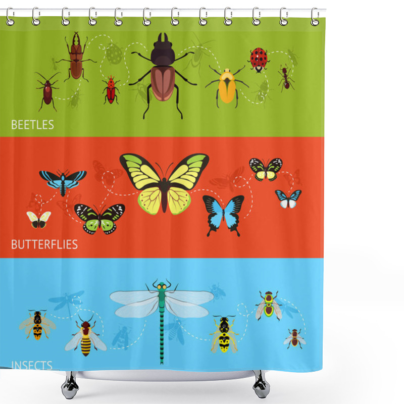 Personality  Insects Banner Set Shower Curtains