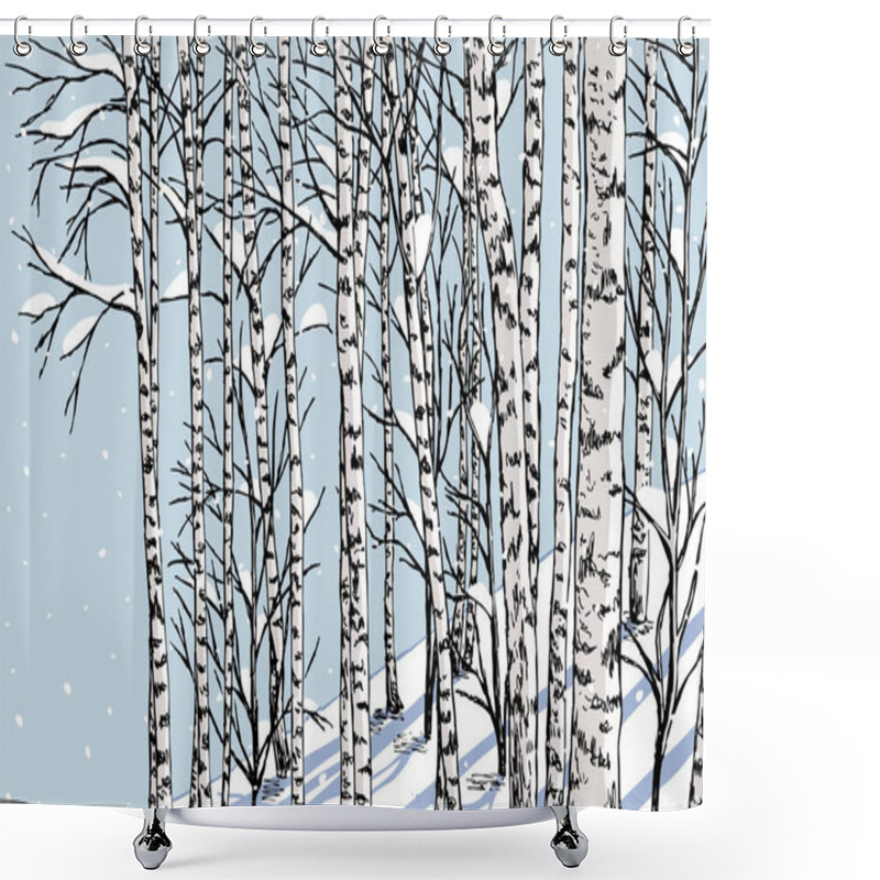 Personality  Birch Grove In The Winter Shower Curtains