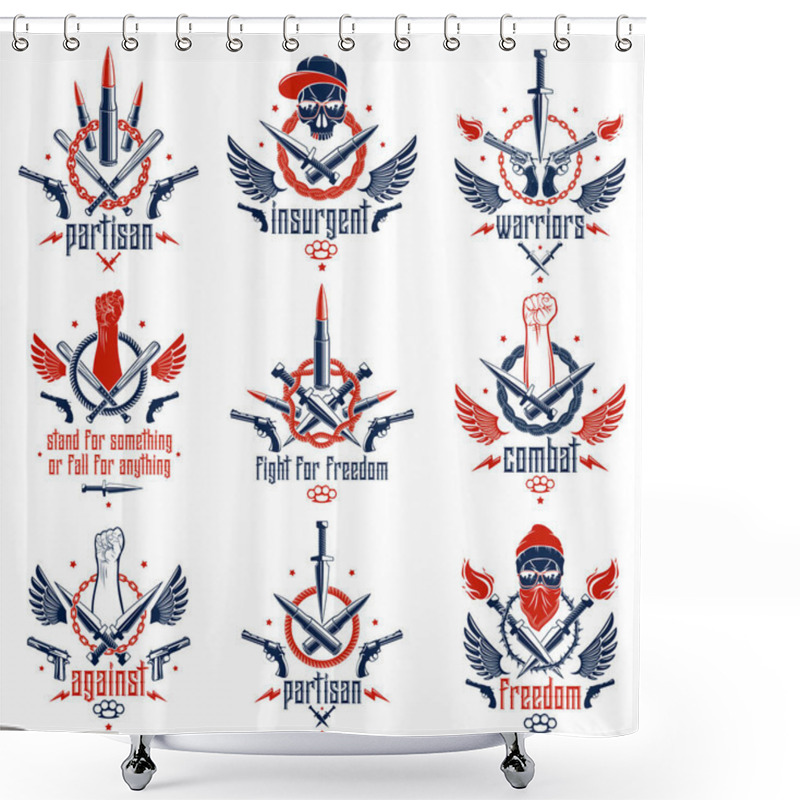 Personality  Anarchy And Chaos Aggressive Emblem Or Logo With Strong Clenched Shower Curtains