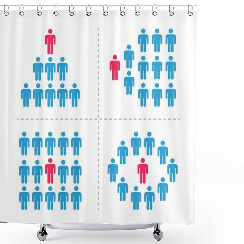 Personality  Outstanding Person With Crowd Icon Set,vector And Illustration Shower Curtains