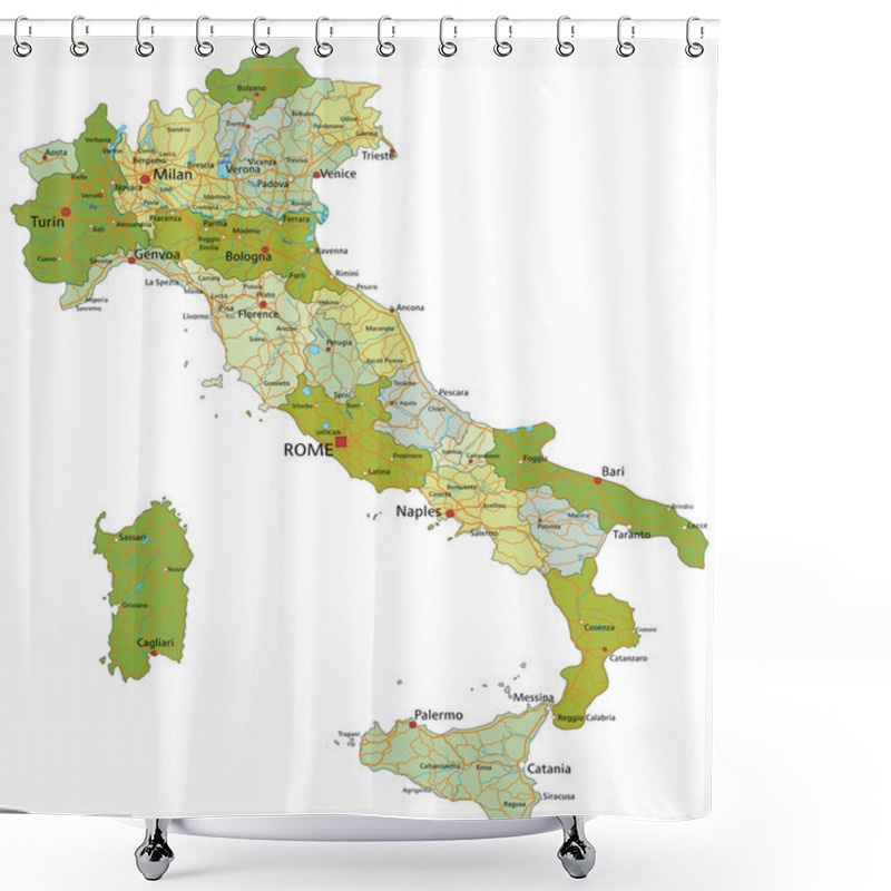 Personality  Italy - Political Map With Separated Layers. Shower Curtains