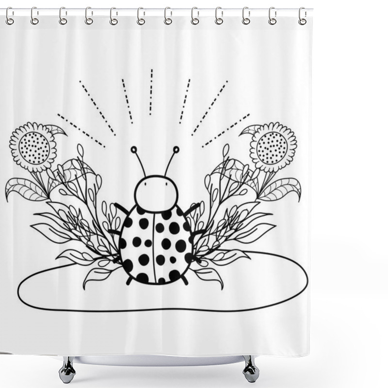 Personality  Cute And Little Ladybug In The Garden Shower Curtains