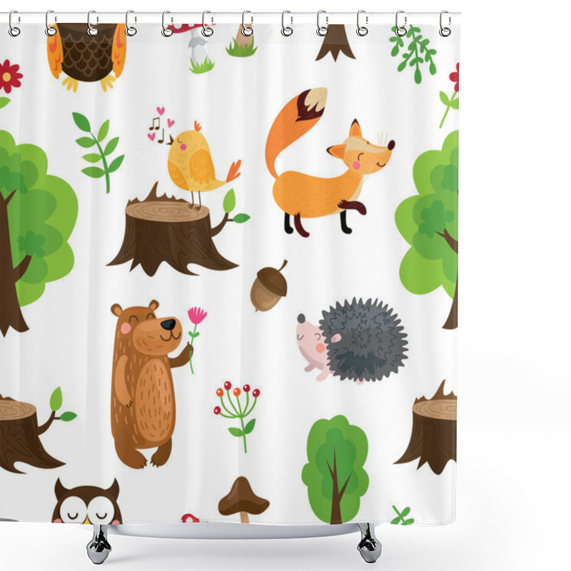 Personality  Cartoon Forest Animals Pattern Shower Curtains