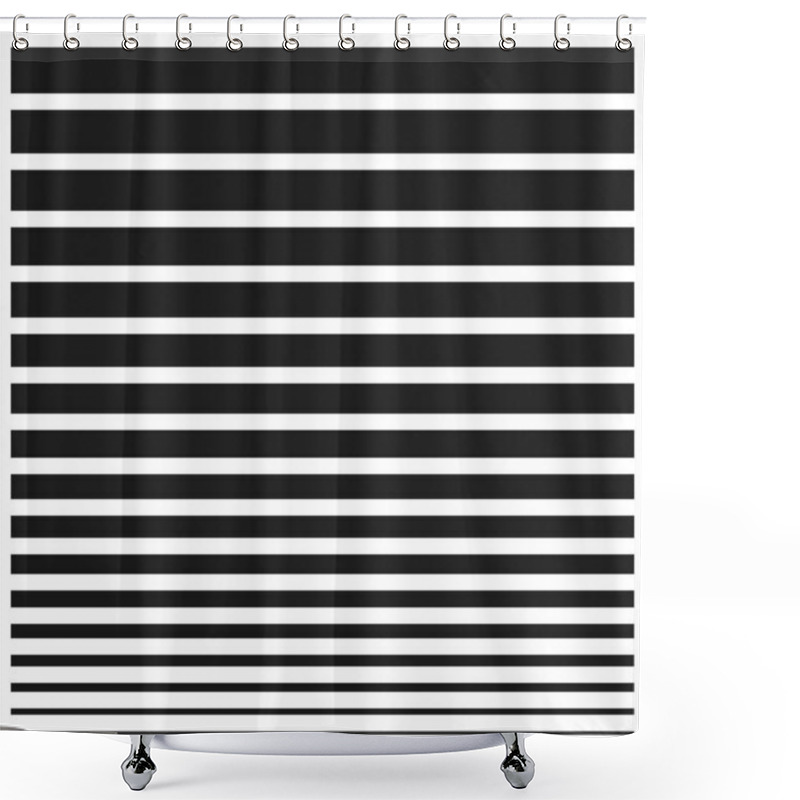 Personality  Horizontal Black Lines. Thin And Thick Shapes. Repeating Line Pattern. Vector Illustration. EPS 10. Shower Curtains