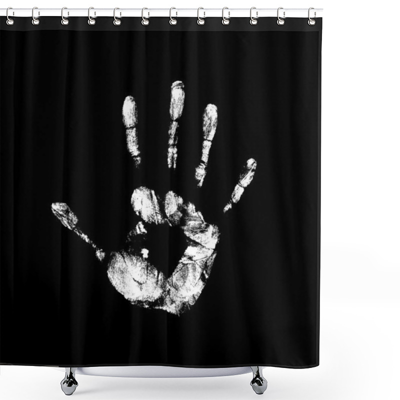 Personality  White Handprint On A Black Background Shower Curtains