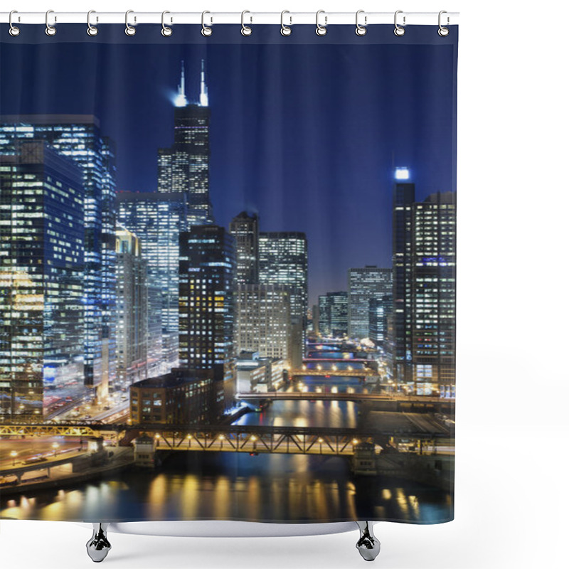 Personality  Chicago At Night. Shower Curtains