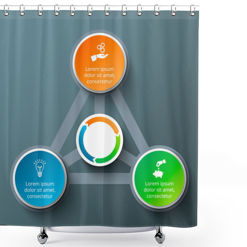 Personality  Vector Triangle With Circles For Infographic. Shower Curtains