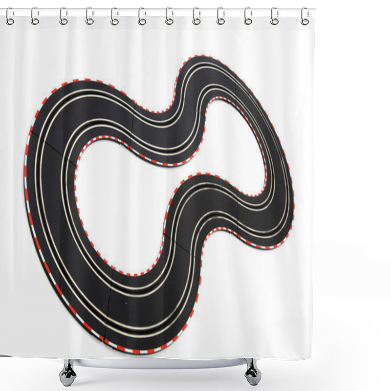 Personality  Track Race Toy Isolated On The White Background Shower Curtains