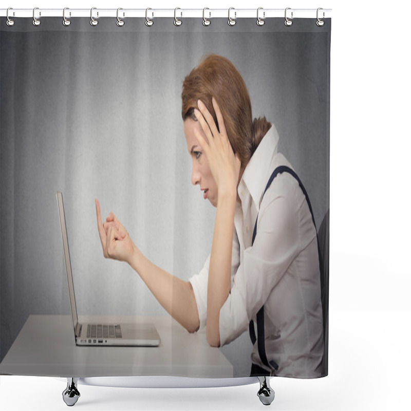 Personality  Woman Angry Annoyed At Computer Shower Curtains