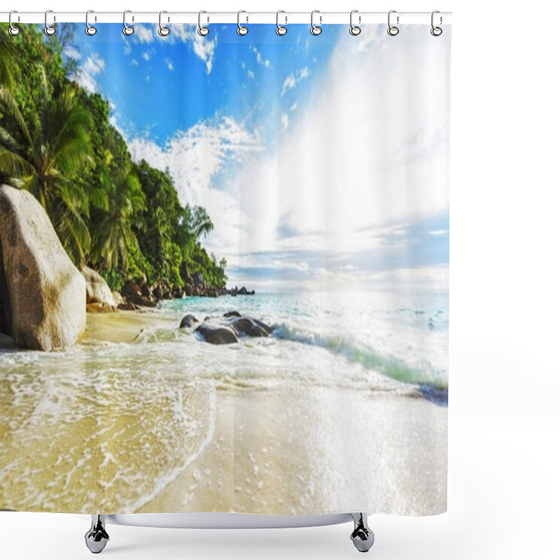 Personality  Sunny Day On Paradise Beach Anse Georgette,praslin Seychelles 24 Shower Curtains