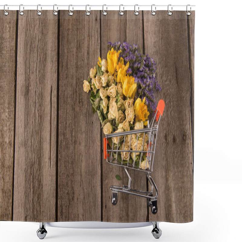 Personality  Flowers In Shopping Trolley Shower Curtains