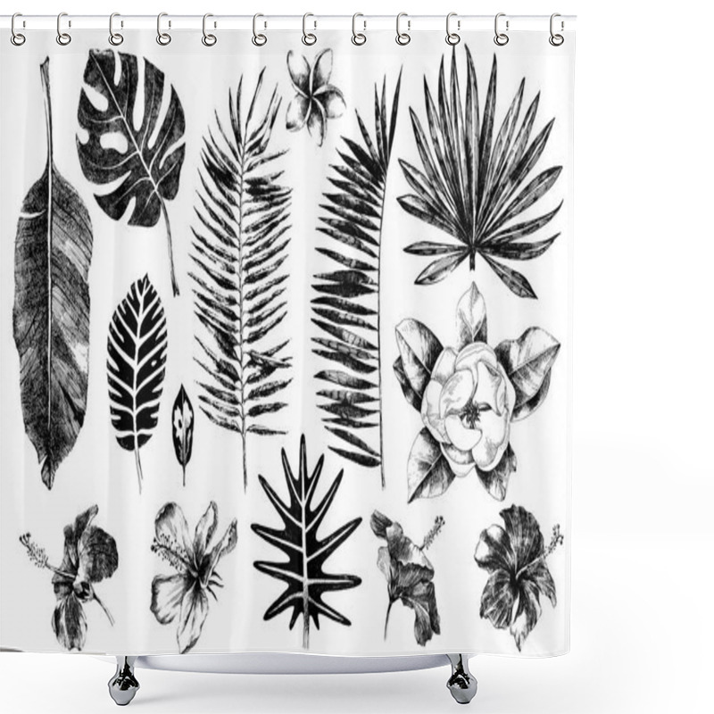 Personality  Tropical Leaves And Flowers Collection. Shower Curtains