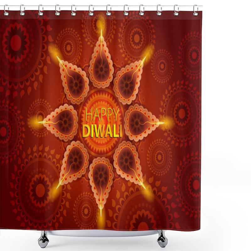 Personality  Decorated Diya For Happy Diwali Festival Holiday Celebration Of India Greeting Background Shower Curtains