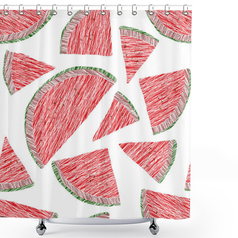 Personality  Seamless Watermelon Texture. Harvest Ornament. Endless Fruit Background. Shower Curtains