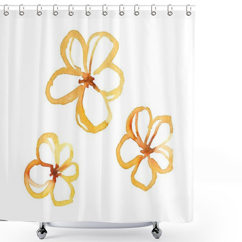 Personality  A Vibrant Illustration Featuring Three Handcrafted Yellow Outline Flowers, Showcasing Delicate Petals And Intricate Details, Perfect For Floral Designs, Invitations, And Wall Art. Shower Curtains