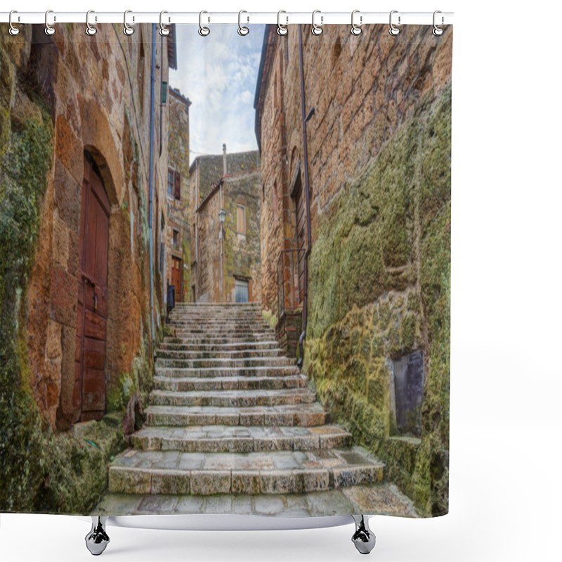 Personality  Alley In Old Town Pitigliano Tuscany Italy Shower Curtains