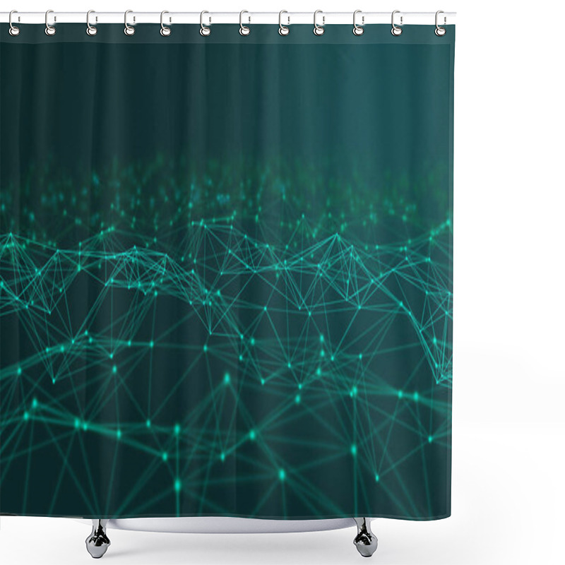 Personality  Digital Data And Network Connection Triangle Lines And Spheres I Shower Curtains