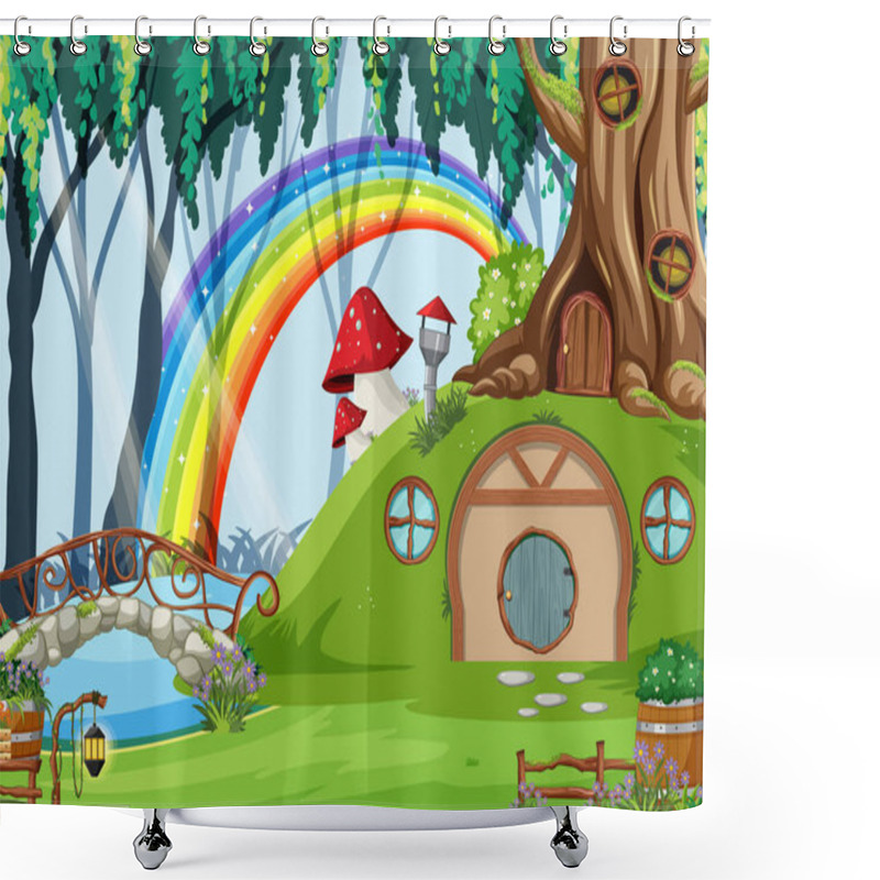 Personality  Forest Fantasy Enchanted Forest Background Scene Illustration Shower Curtains