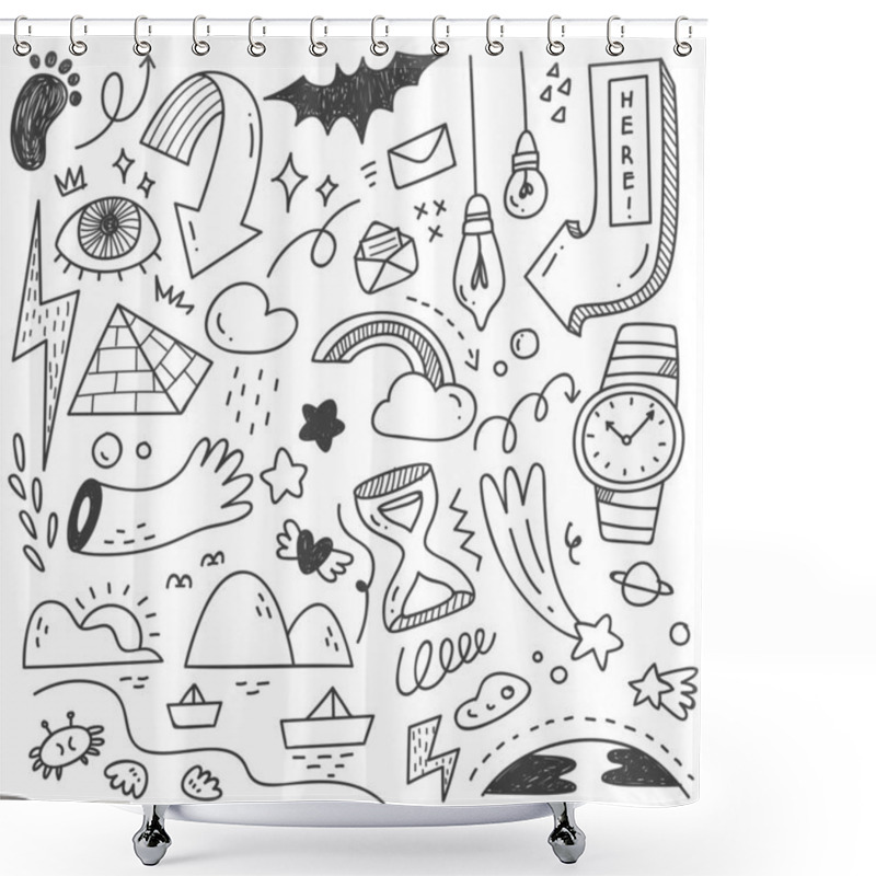 Personality  Doodle Hand Drawn Doodles Elements Shower Curtains