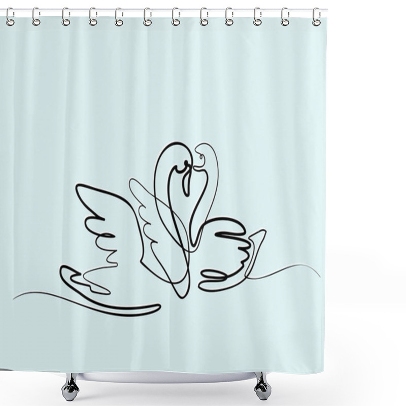 Personality  Two Swans Logo Shower Curtains