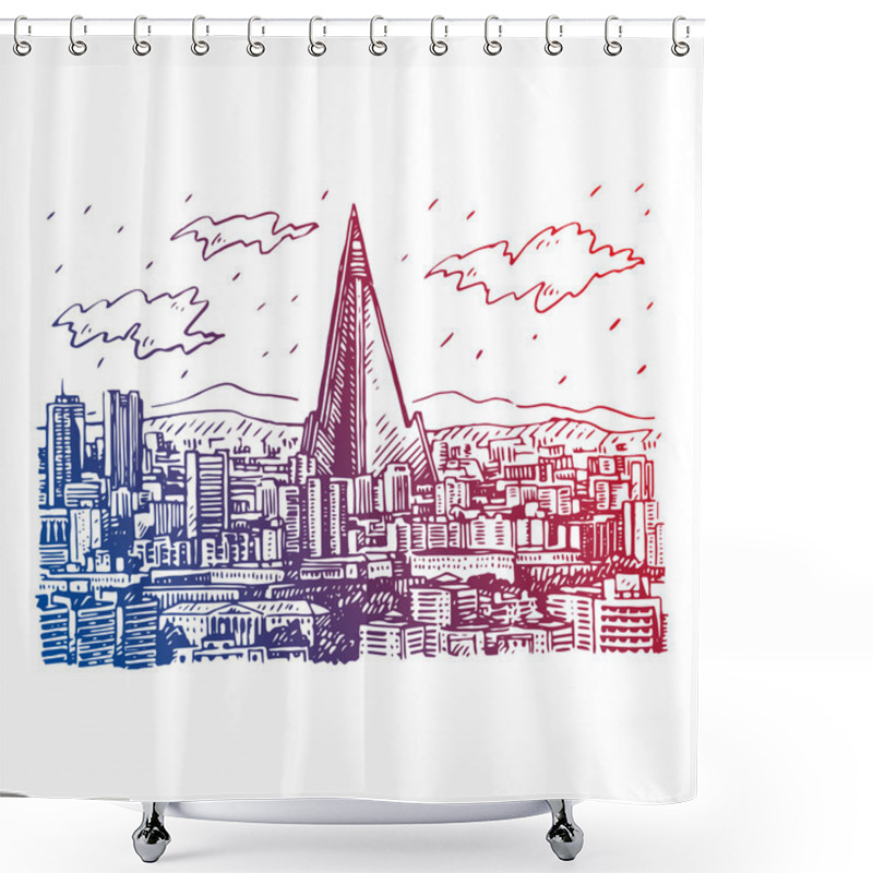 Personality  View Of The Pyongyang, The Capital Of North Korea.  Shower Curtains