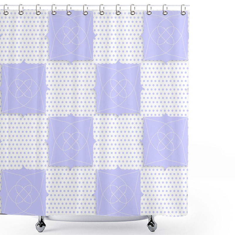 Personality  Geometrical Purple Ornament With Texture Shower Curtains