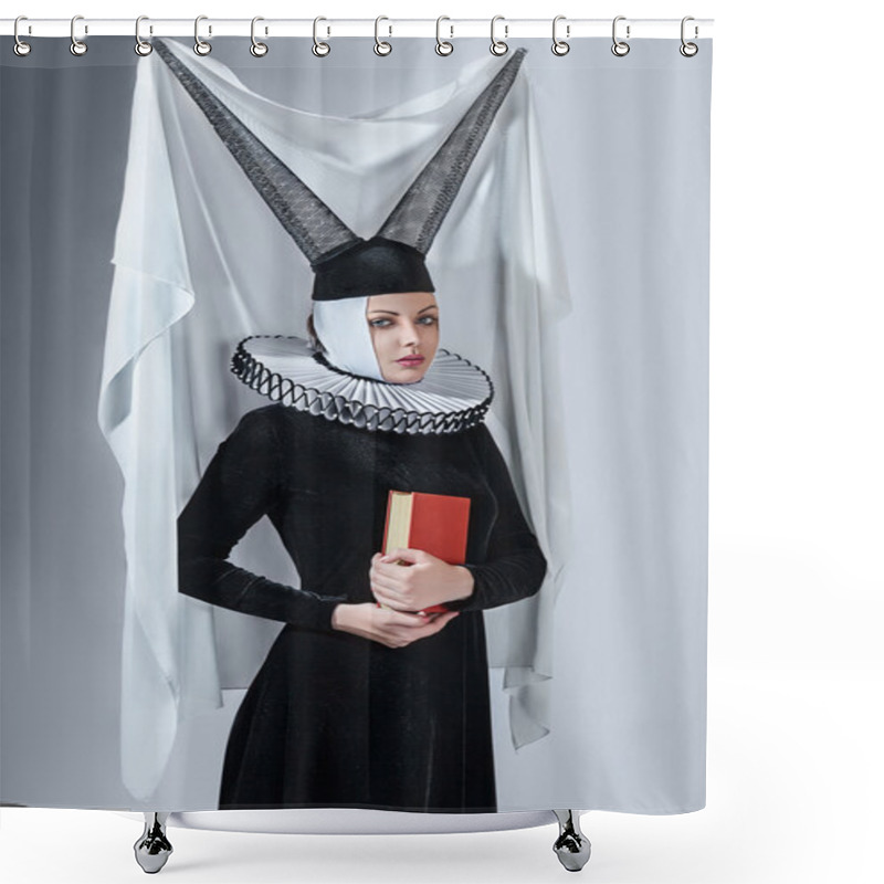 Personality  Woman In A Gothic Clothing Shower Curtains