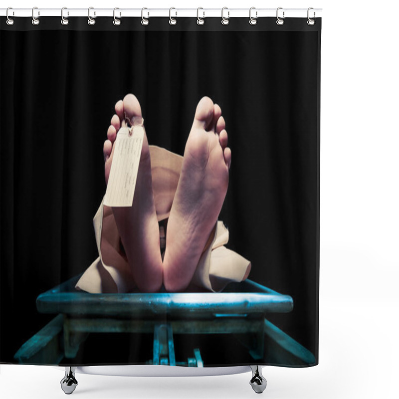 Personality  Feet On A Morgue Table Shower Curtains