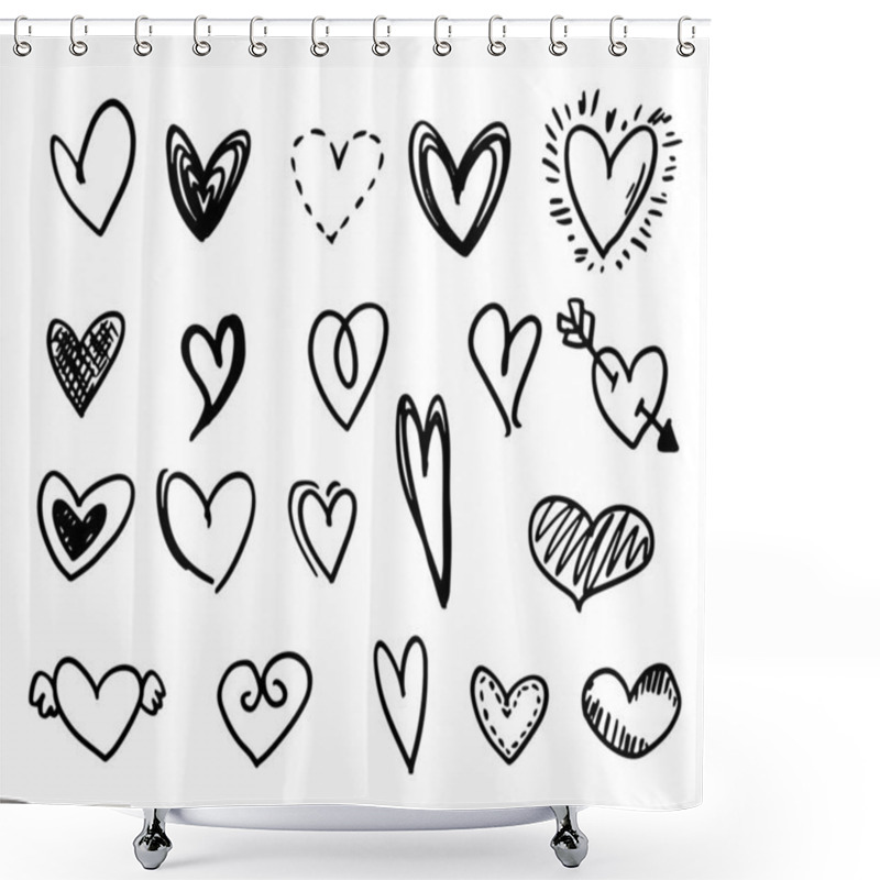 Personality  Set Of Hand-drawn Hearts Shower Curtains