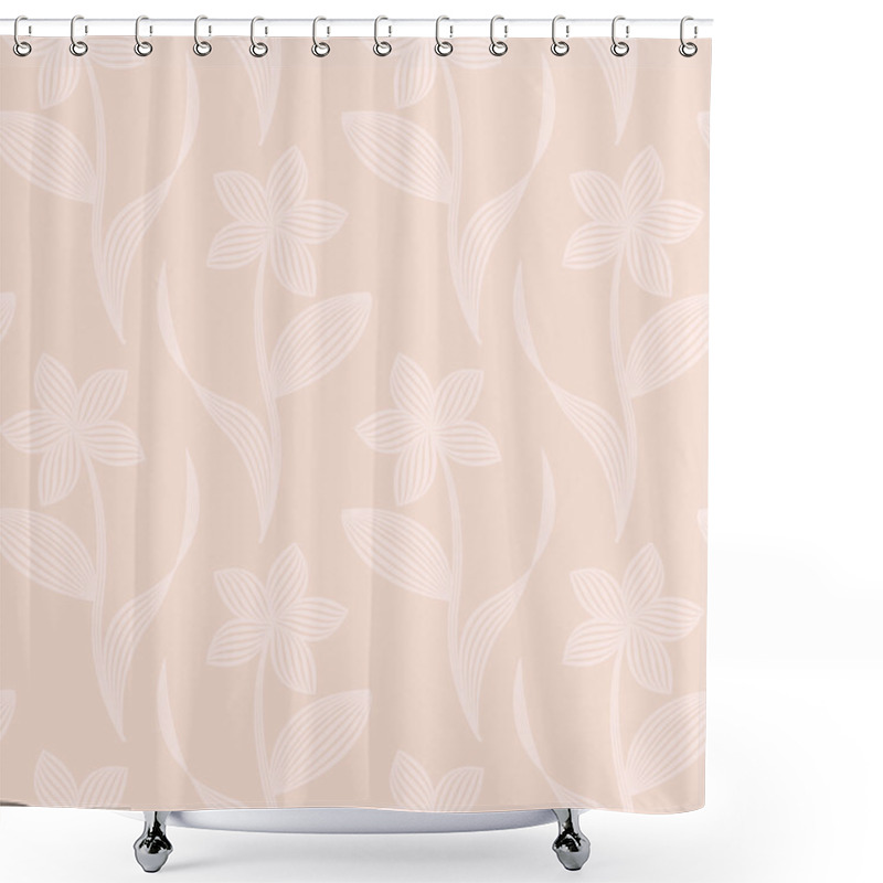 Personality  Vector Pastel Seamless Pattern With Abstract Striped Flowers In Beige. Eps 10. Shower Curtains