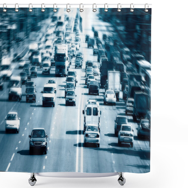 Personality  Highway With Lots Of Cars Shower Curtains