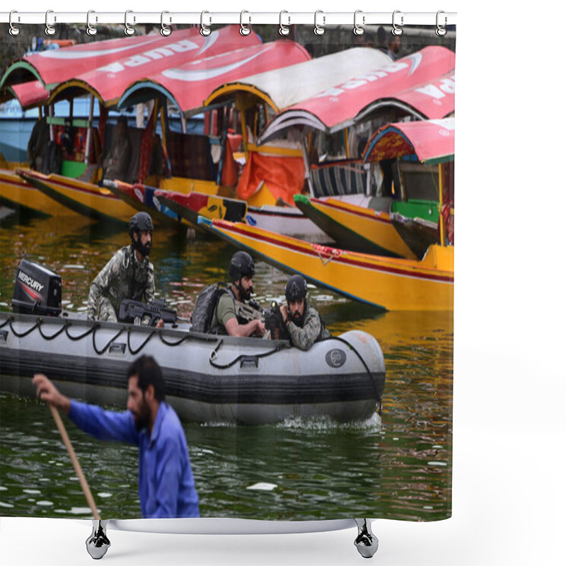 Personality  SRINAGAR INDIA MAY 17 2023 Navy S Marine Commandos MARCOS Patrol Ahead Of Upcoming G20 Meeting In Dal Lake On May 17 2023 In Srinagar India Photo By Waseem Andrabi Hindustan Times Shower Curtains