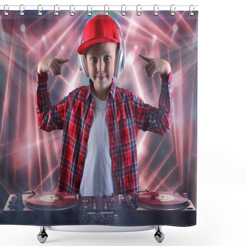 Personality  The Little Boy In The Style Of Hip-Hop .Cool Rap Dj. Children's Fashion.Cap And Jacket. The Young Rapper. Shower Curtains