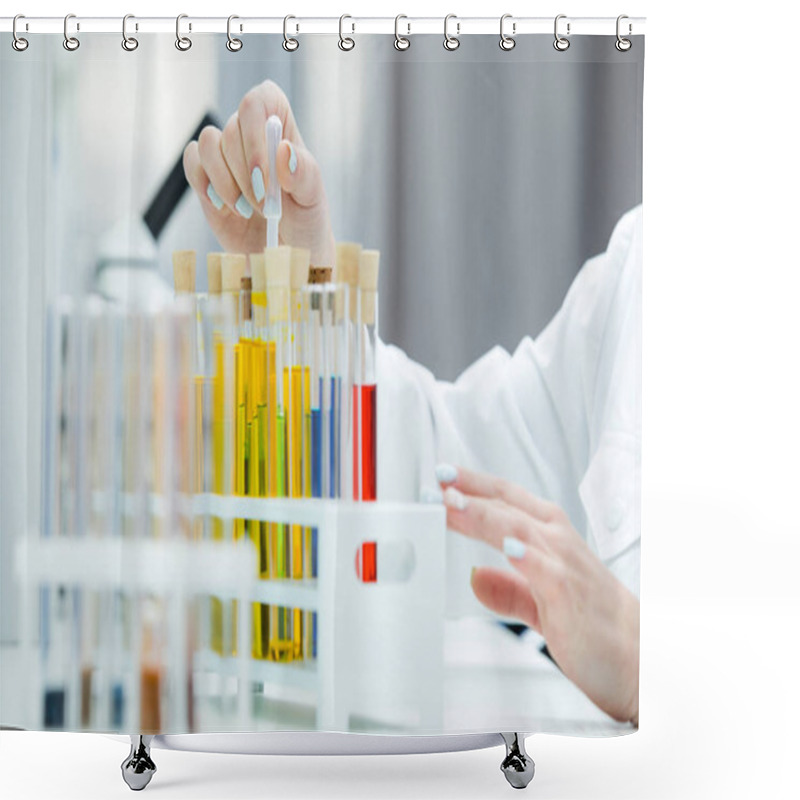 Personality  Female Scientist In Lab Shower Curtains