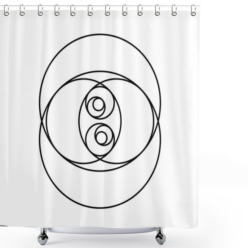 Personality  Minimalistic Style Design. Golden Ratio. Geometric Shapes. Circles In Golden Proportion. Futuristic Design. Logo. Vector Icon. Abstract Vector Background Shower Curtains