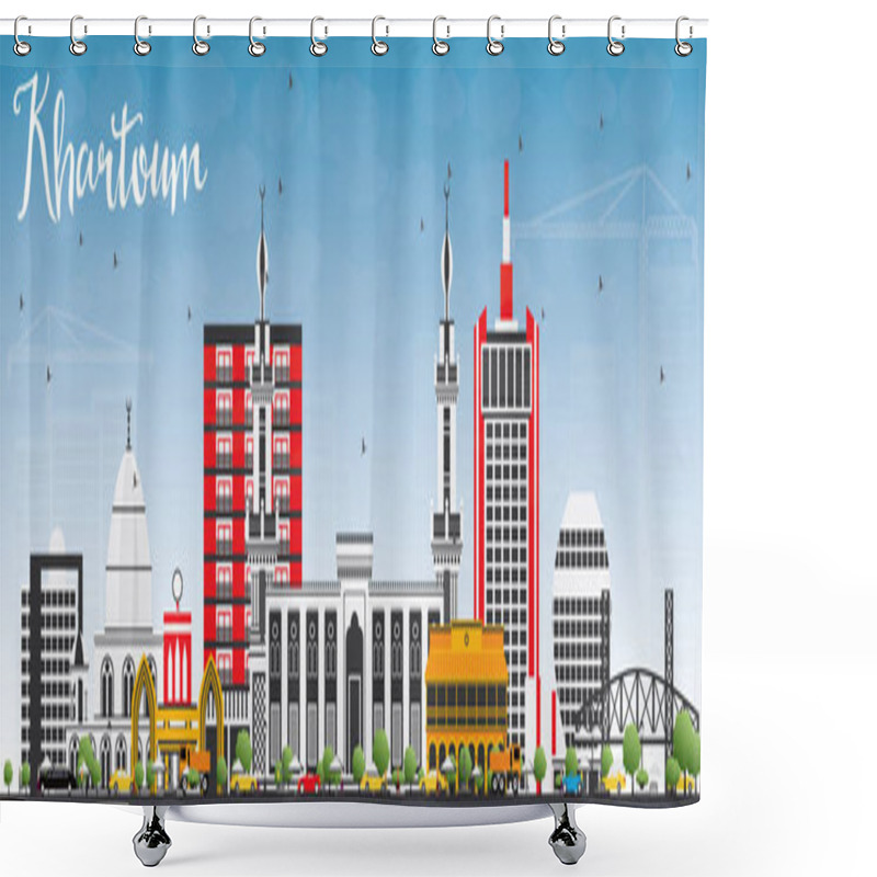 Personality  Khartoum Skyline With Gray Buildings And Blue Sky. Shower Curtains