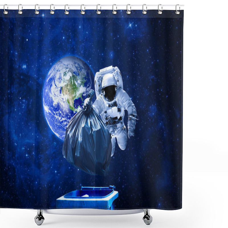 Personality  Space Debris, Pollution Of The Atmosphere. Debris In Space And An Astronaut. Astronaut Collecting Garbage In Space. 3D Illustration. Elements Of This Image Furnished By NASA. Shower Curtains