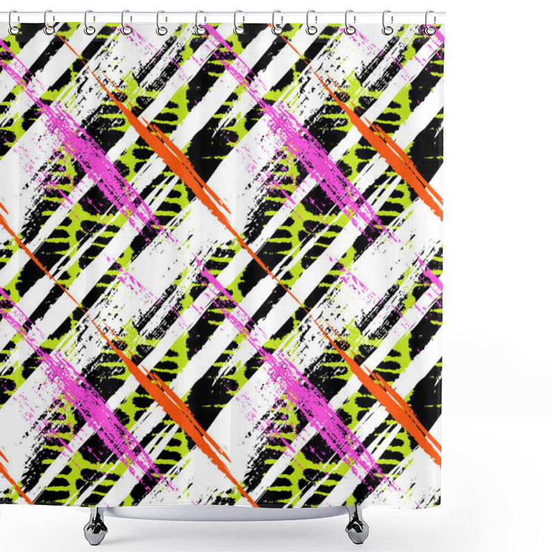 Personality  Bold Pattern With Wide Brushstrokes And Stripes Shower Curtains