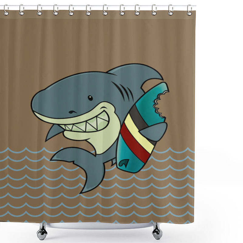 Personality  Cartoon Surfer Shark Shower Curtains