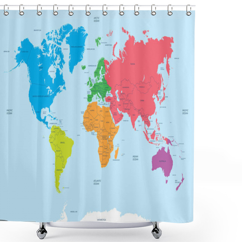 Personality  Continents Of The World And Political Map Shower Curtains