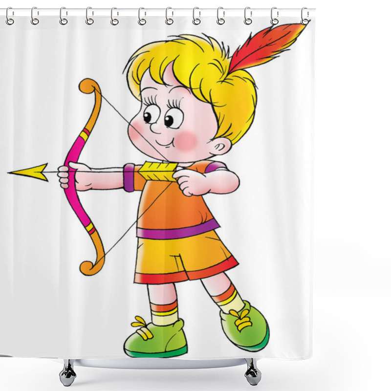 Personality  Little Blond Boy Shooting Arrows Shower Curtains