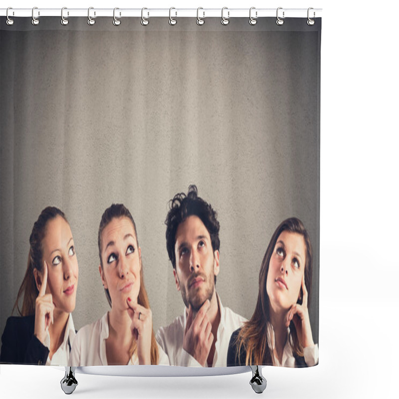 Personality  Women And Man With Thoughtful Expression Shower Curtains