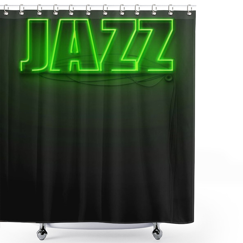 Personality  Neon Glowing Sign With Word Jazz, Copyspace Shower Curtains