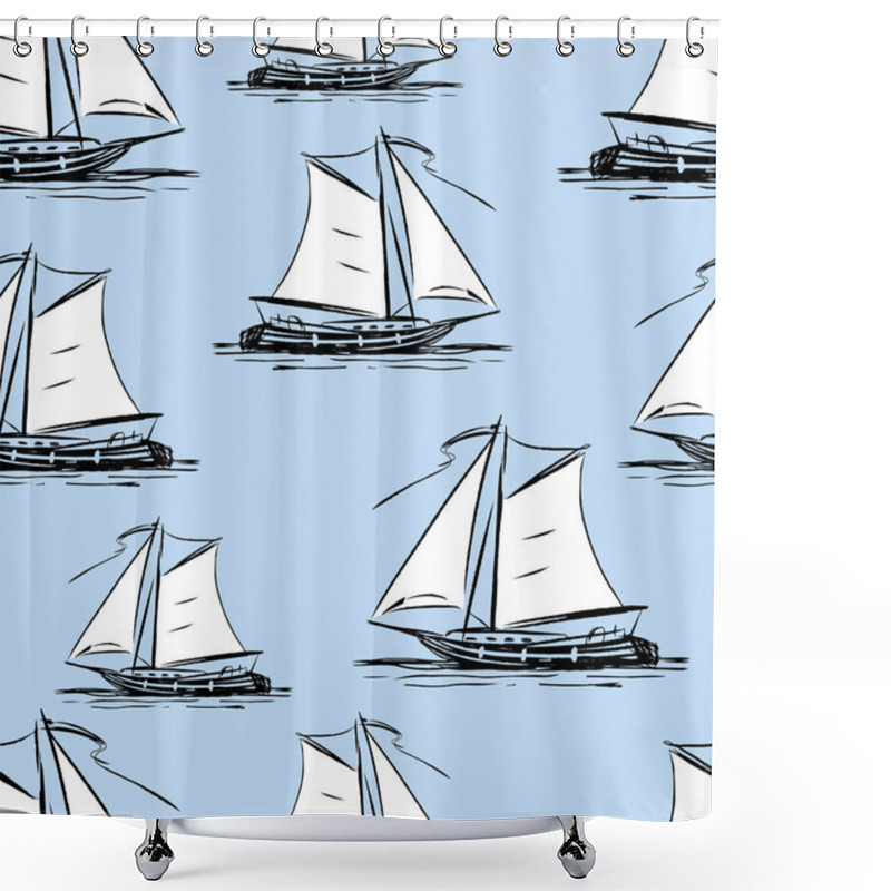 Personality  Seamless Background Of The Sailing Boats Shower Curtains