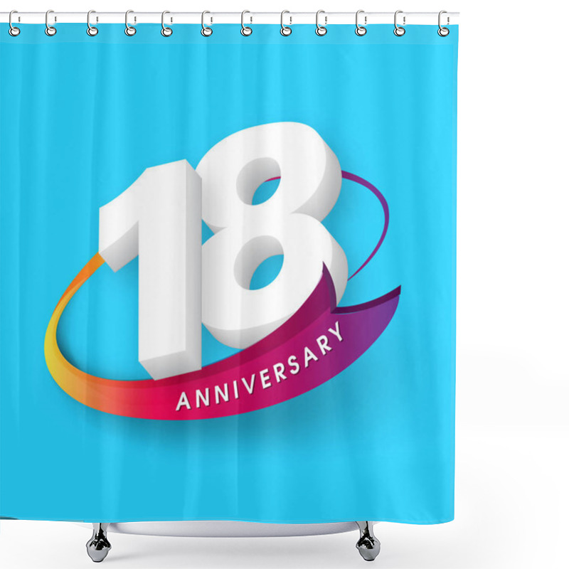 Personality  Anniversary Emblems 18 Anniversary Template Design Shower Curtains