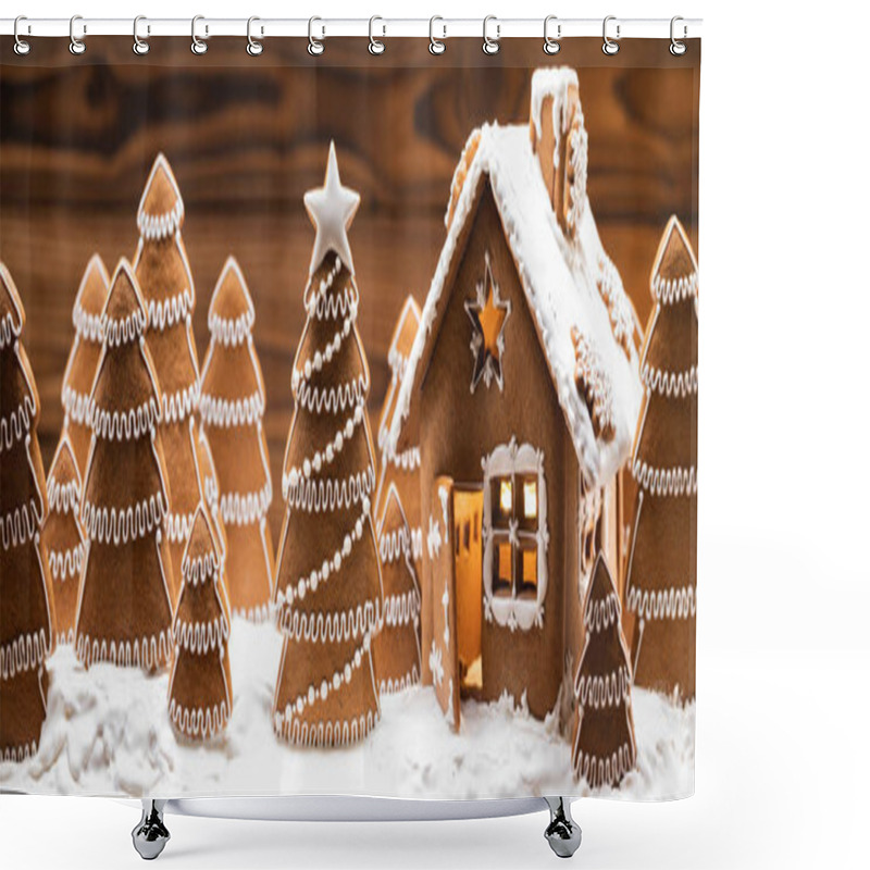 Personality  Gingerbread House And Trees Shower Curtains