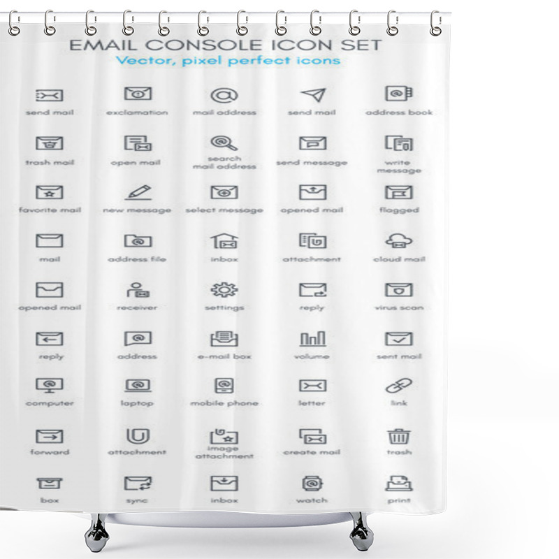 Personality  Email Console Line Icon Set Shower Curtains